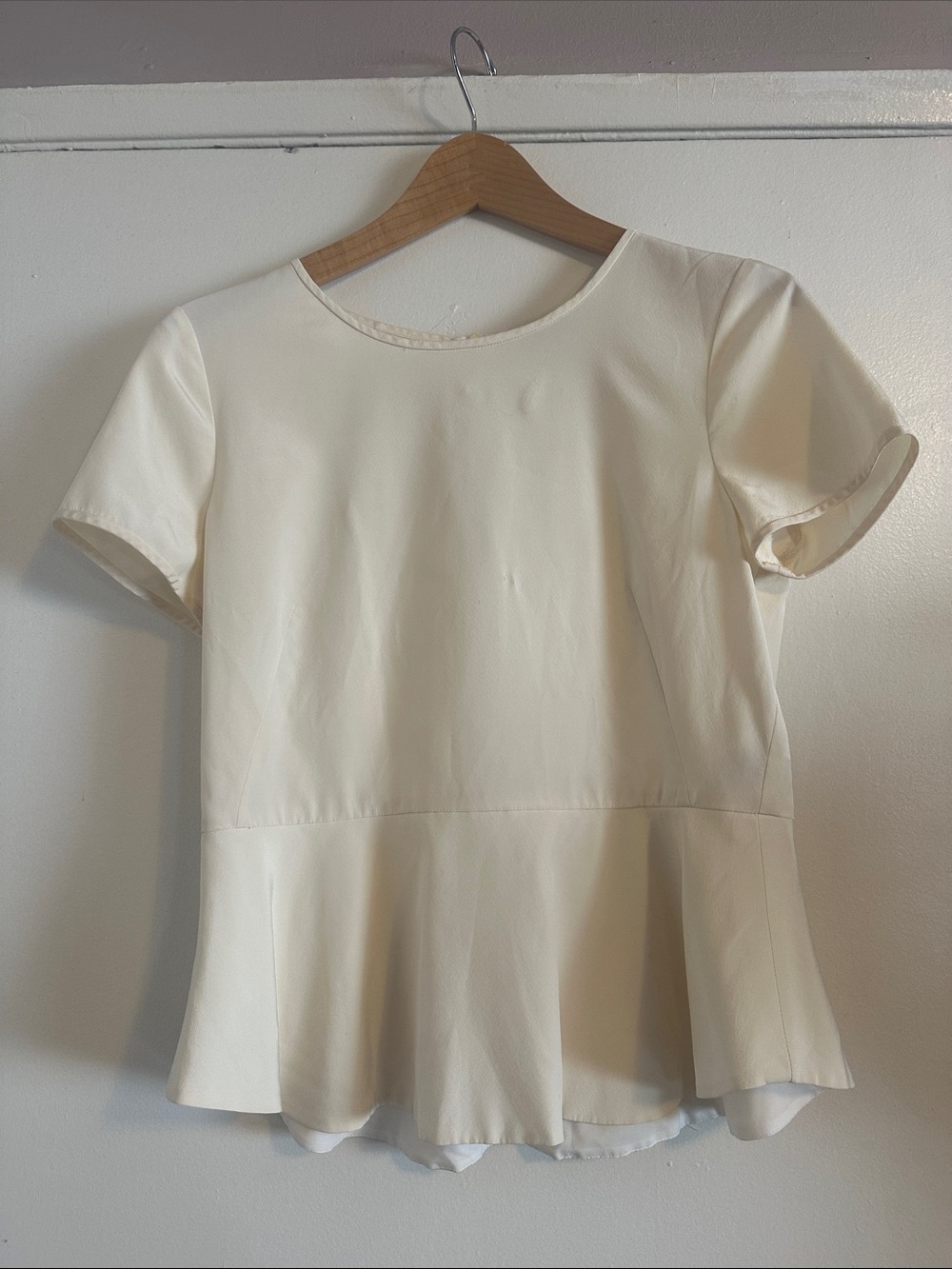 DKNY Cream Short-Sleeve Peplum Blouse